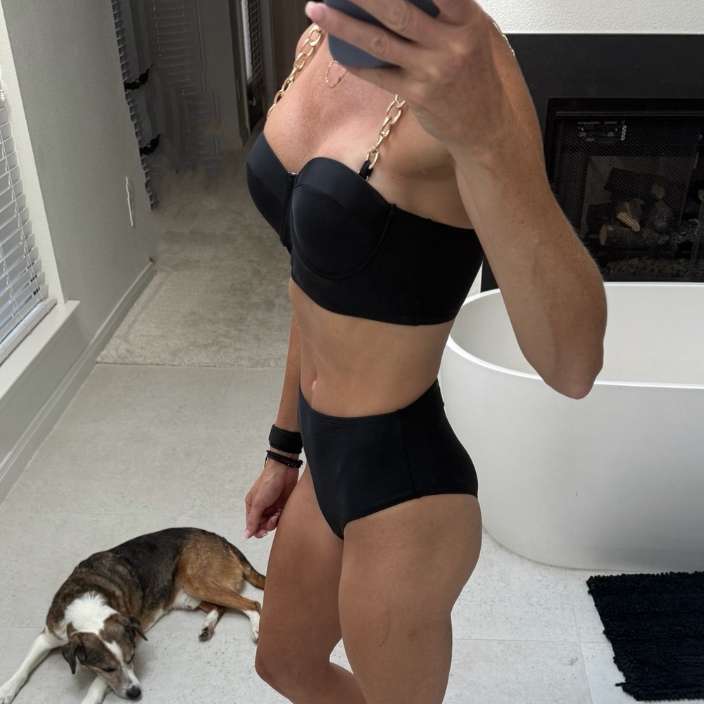 Black Chain Strap Bikini Set